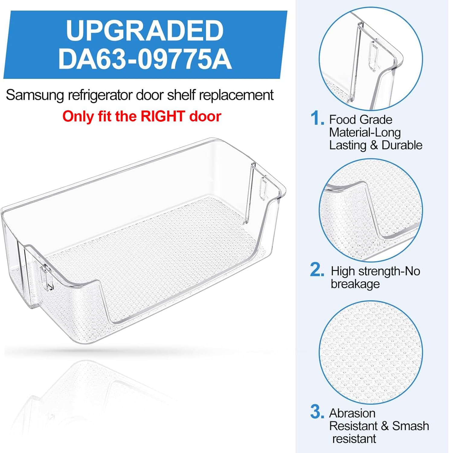 Upgraded DA63-09775A DA97-20984A Refrigerator Door Bin Compatible with samsung Refrigerator Door Shelf-RIGHT Samsung Refrigerator Door Bin RF27T5201SR, RF28T5001SR, RF27T5241SR, RF28T5021SR Shelves